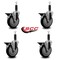 Service Caster 5'' Black Poly Swivel 1'' Expanding Stem Caster Set with Brake, 4PK SCC-EX20S514-PPUB-BLK-PLB-1-4 - alternate 4
